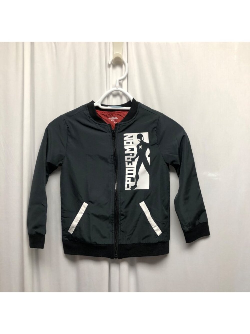 Marvel Spider-Man Boys Jacket Size Small Black Red Lining Full Zip NEW